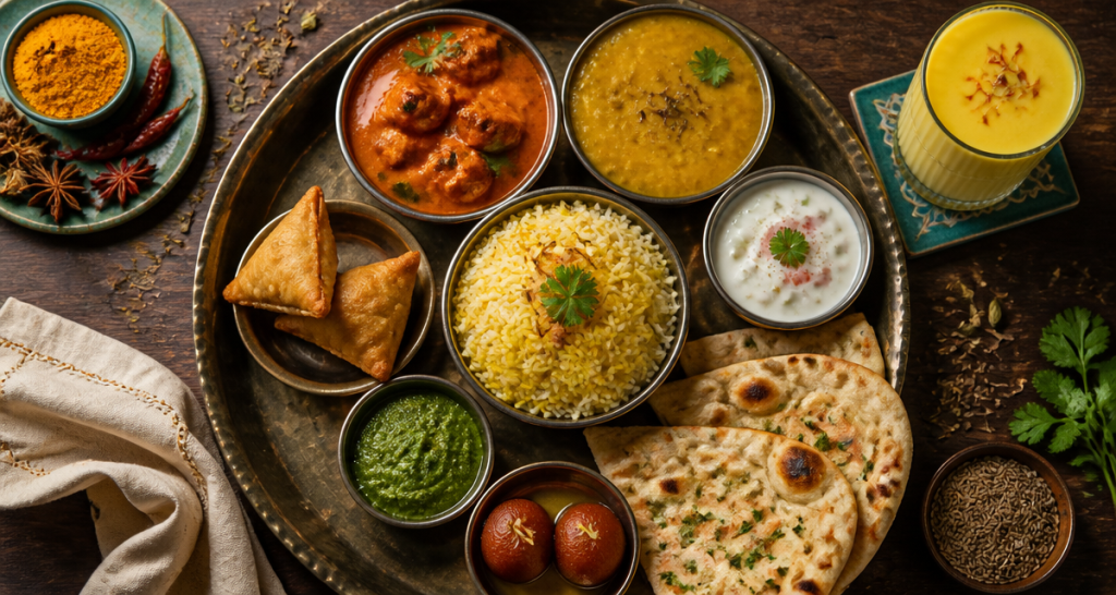 repas indien maison thali et épices