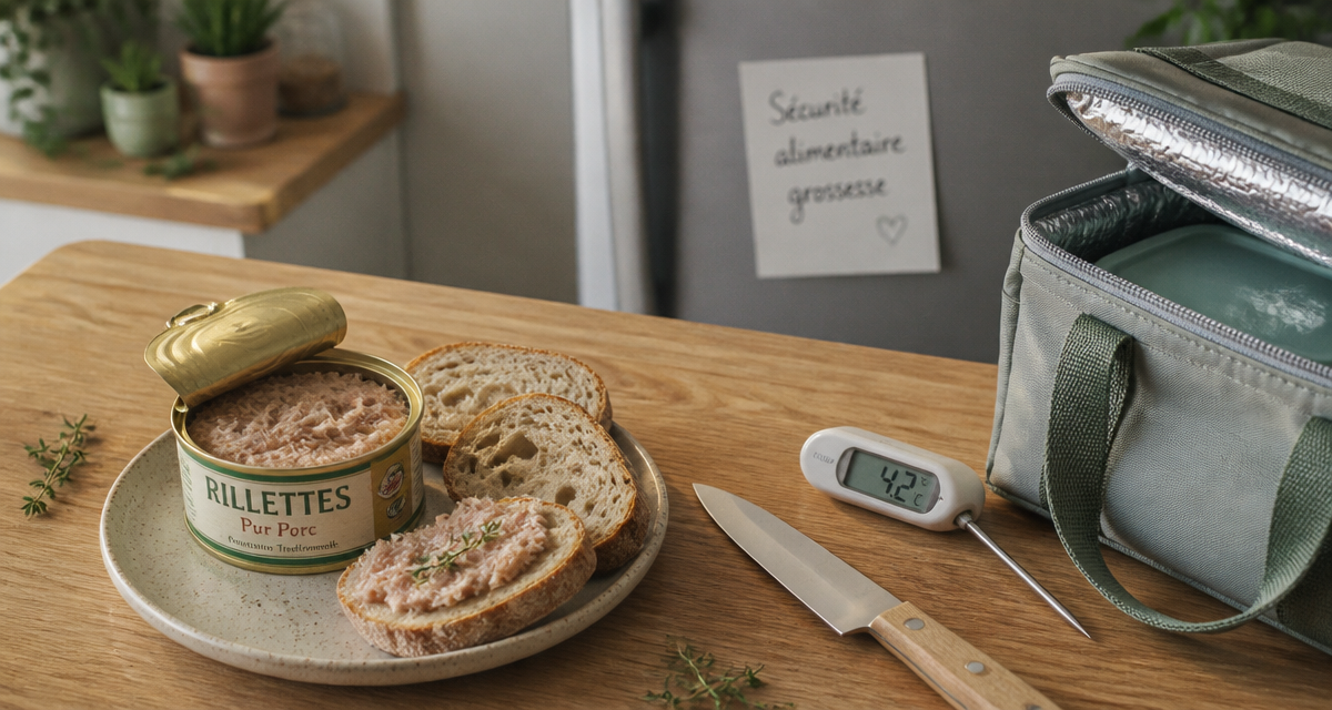 Rillette industrielle et grossesse sur plan de travail