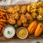 accompagnement nuggets avec légumes et sauces