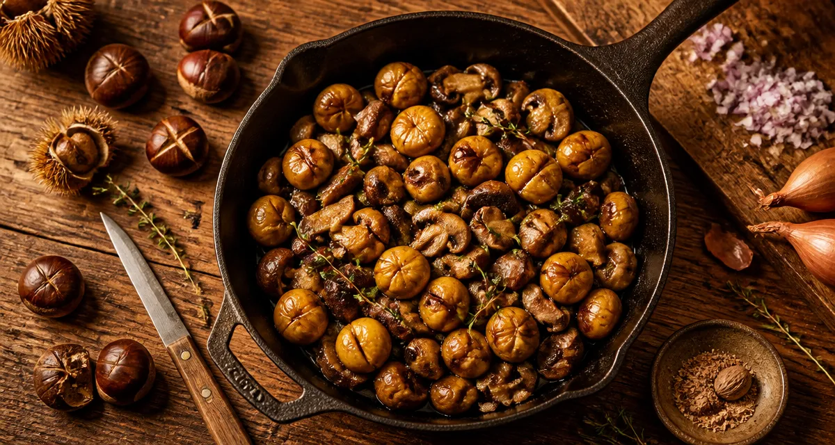 recette marron poêlée marrons champignons