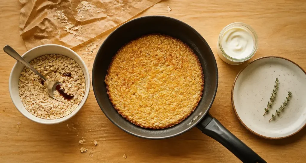 Son d'avoine recette : bol de son et galette dorée