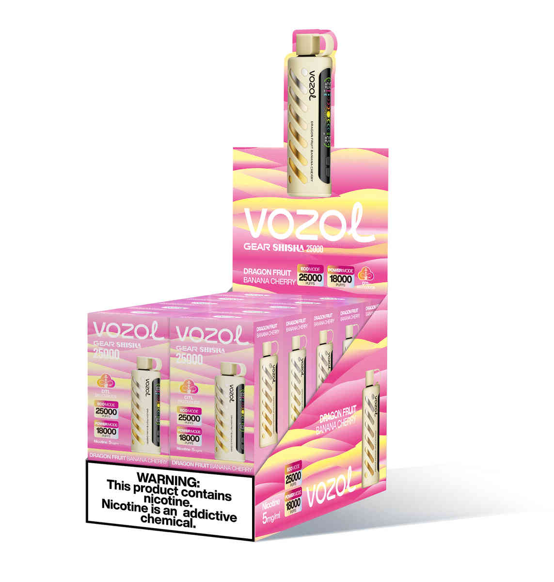 Vozol Gear Shisha 25000 Dragon Fruit Banana Cherry – Bild 3