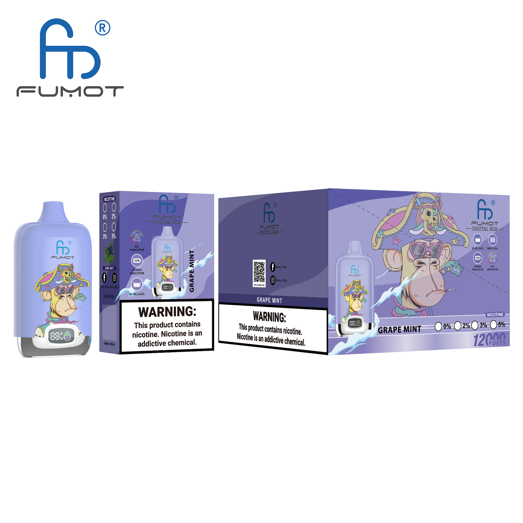 Fumot Digital Box 12000 Grape Mint – Bild 3