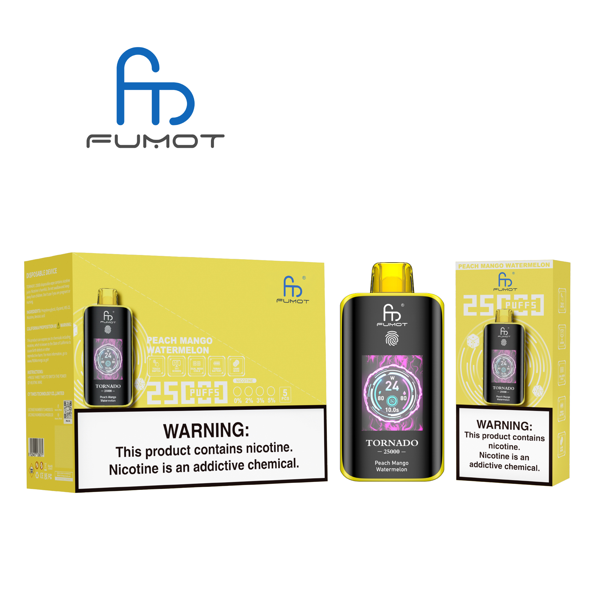 Fumot Tornado 25000 Peach Mango Watermelon - Kép 4