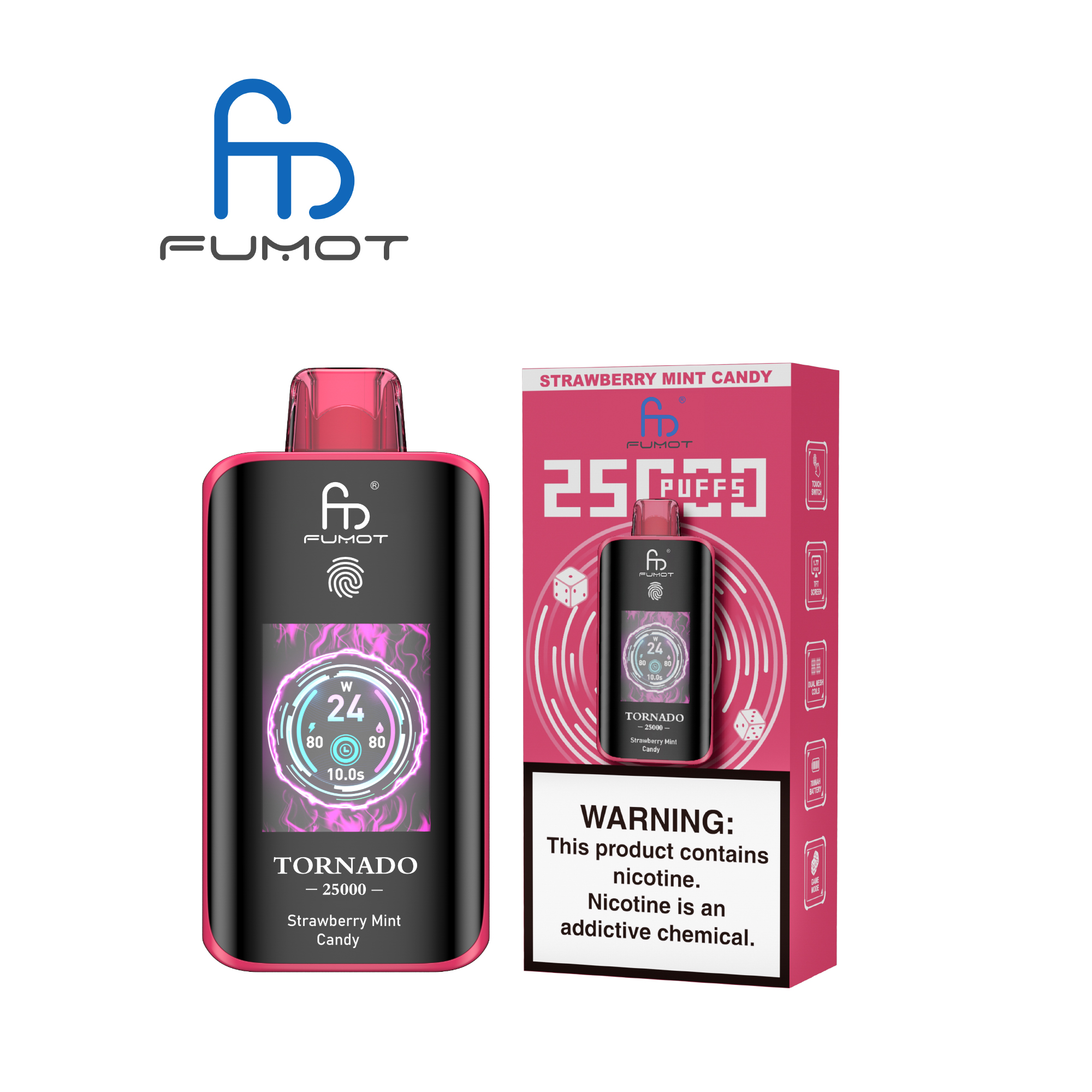 Fumot Tornado 25000 Strawberry Mint Candy - Imagen 3