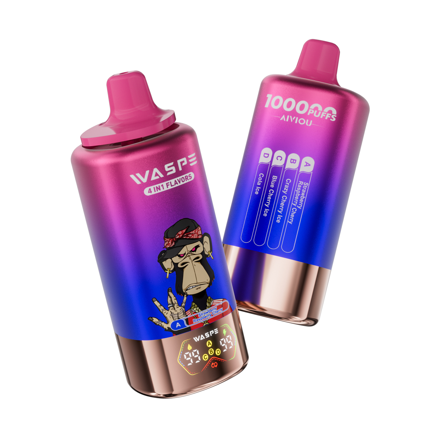 WASPE 4-in-1 100000 Strawberry Raspberry Cherry/Crazy Cherry Ice/Blue Cherry Ice/Cola Ice