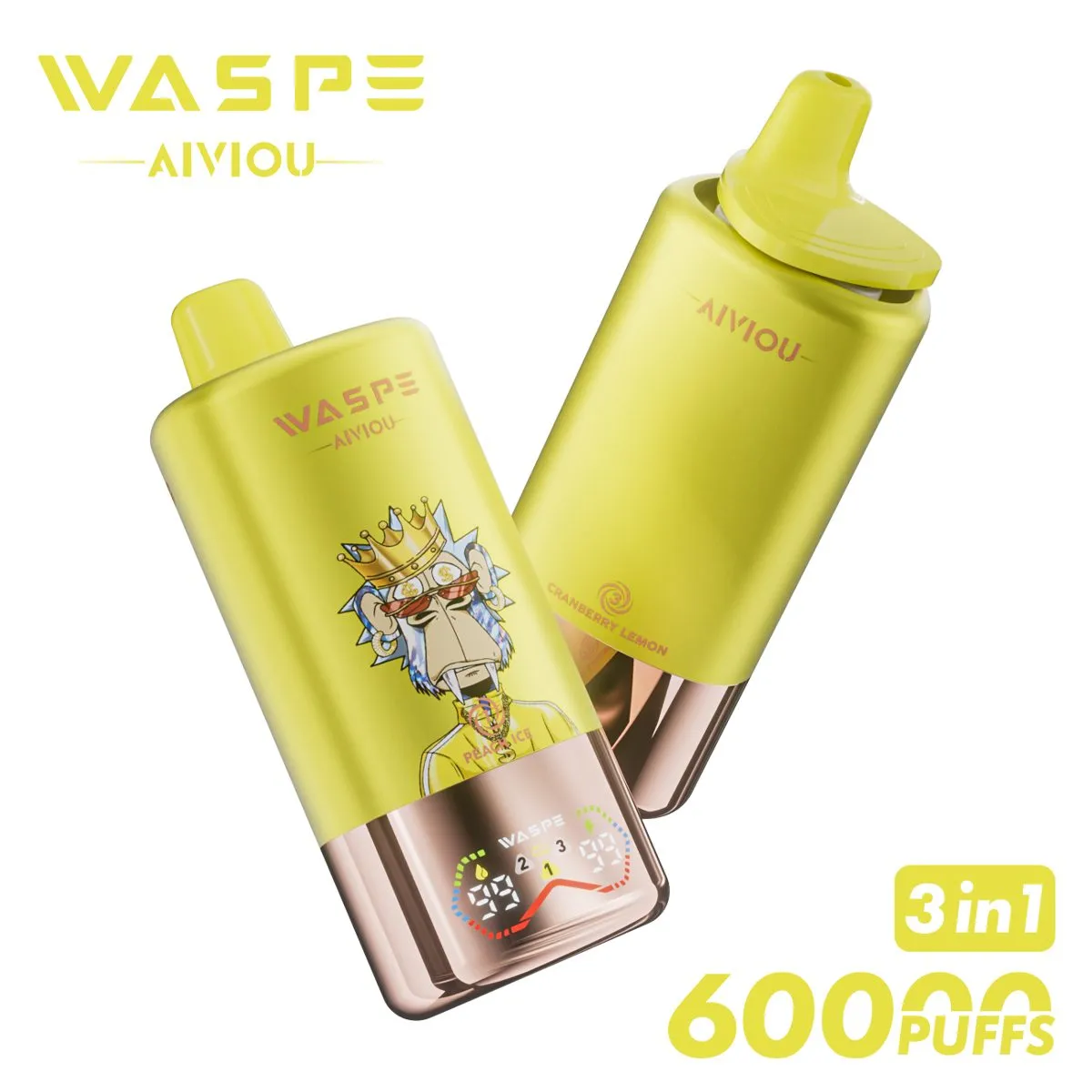 WASPE AIVIOU 60000 Peach Ice/Pineapple Mango Peach/Cranberry Lemon
