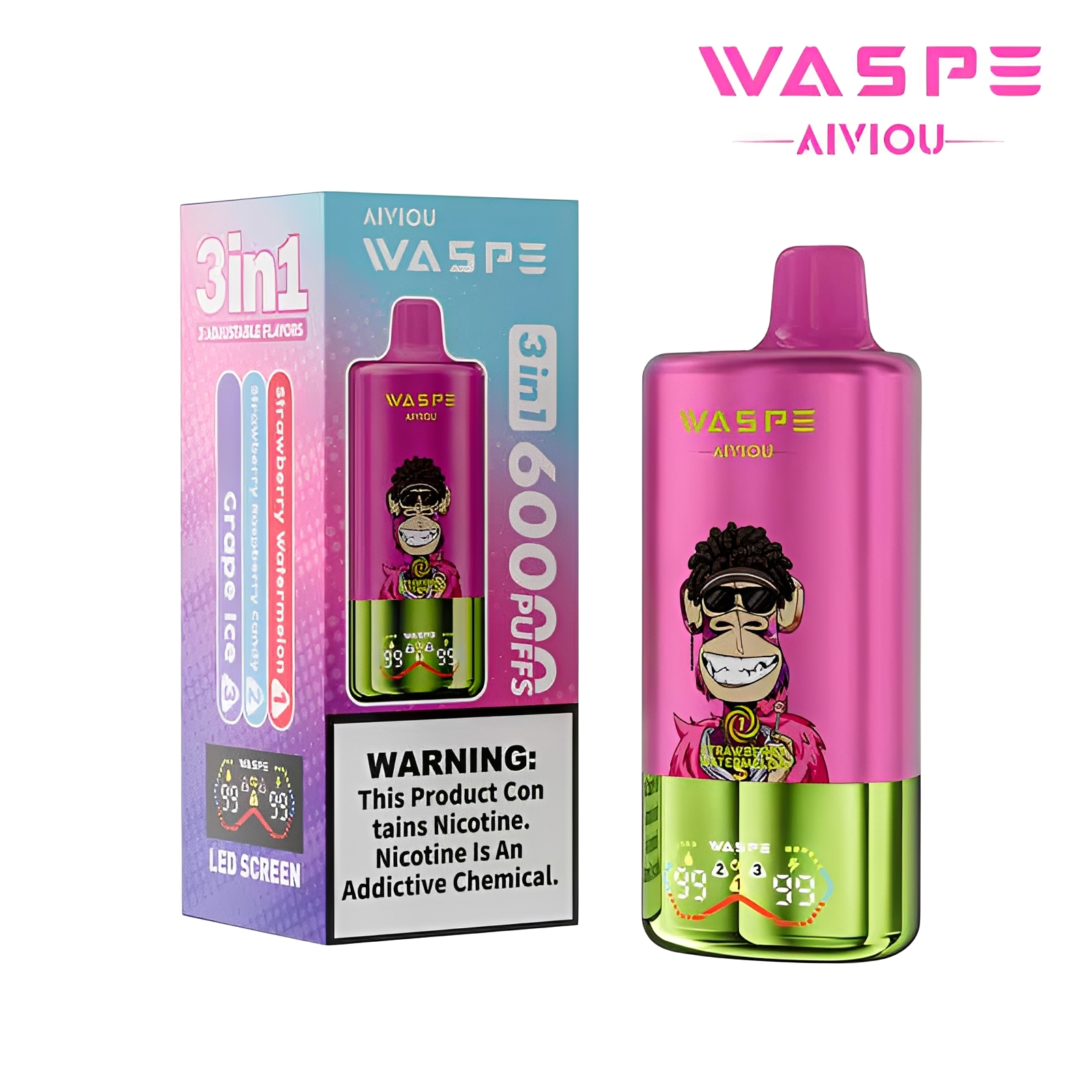 WASPE AIVIOU 60000 Strawberry Watermelon/Strawberry Raspberry Candy/Grape Ice – Bild 2