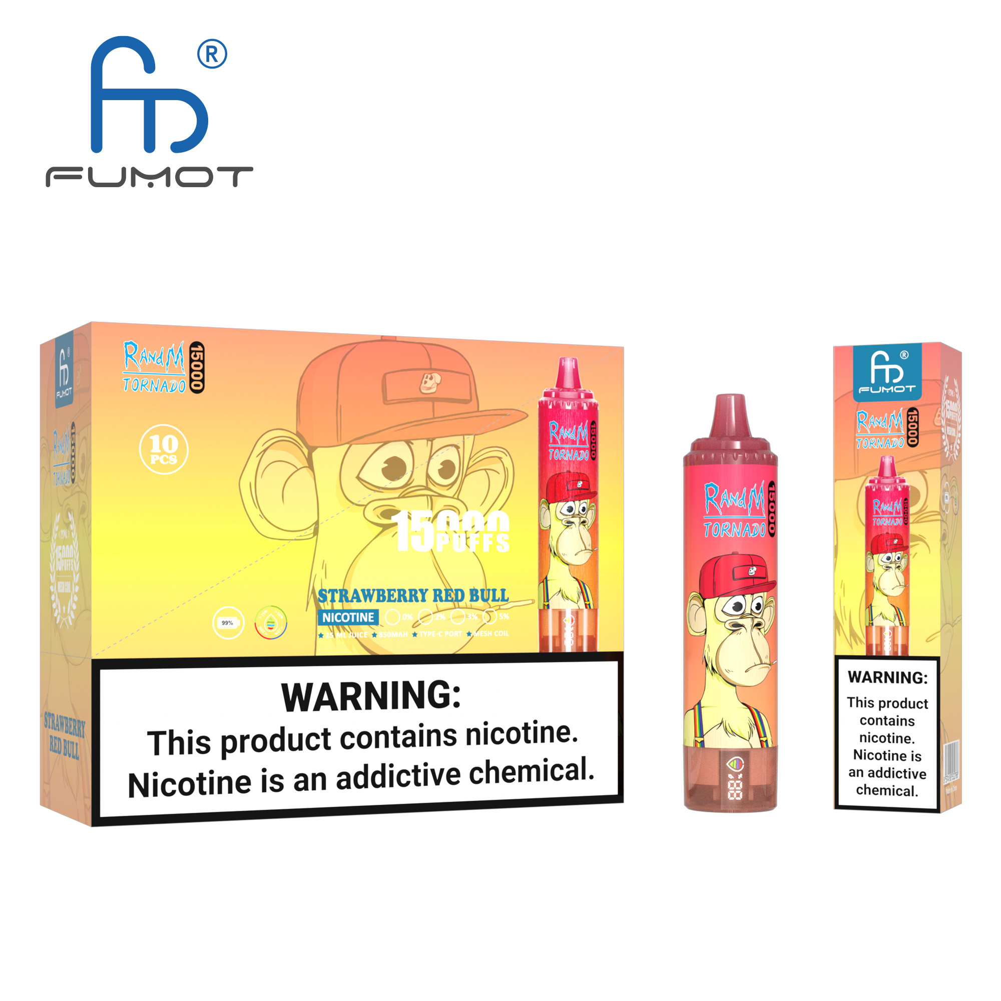 Fumot Tornado 15000 Strawberry Red Bull – Bild 4