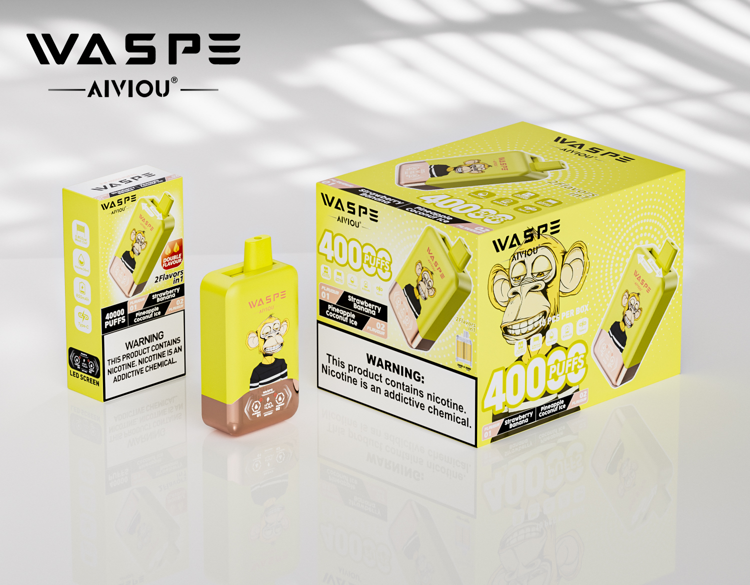 WASPE AIVIOU 40000 Strawberry Banana/Pineapple Coconut Ice