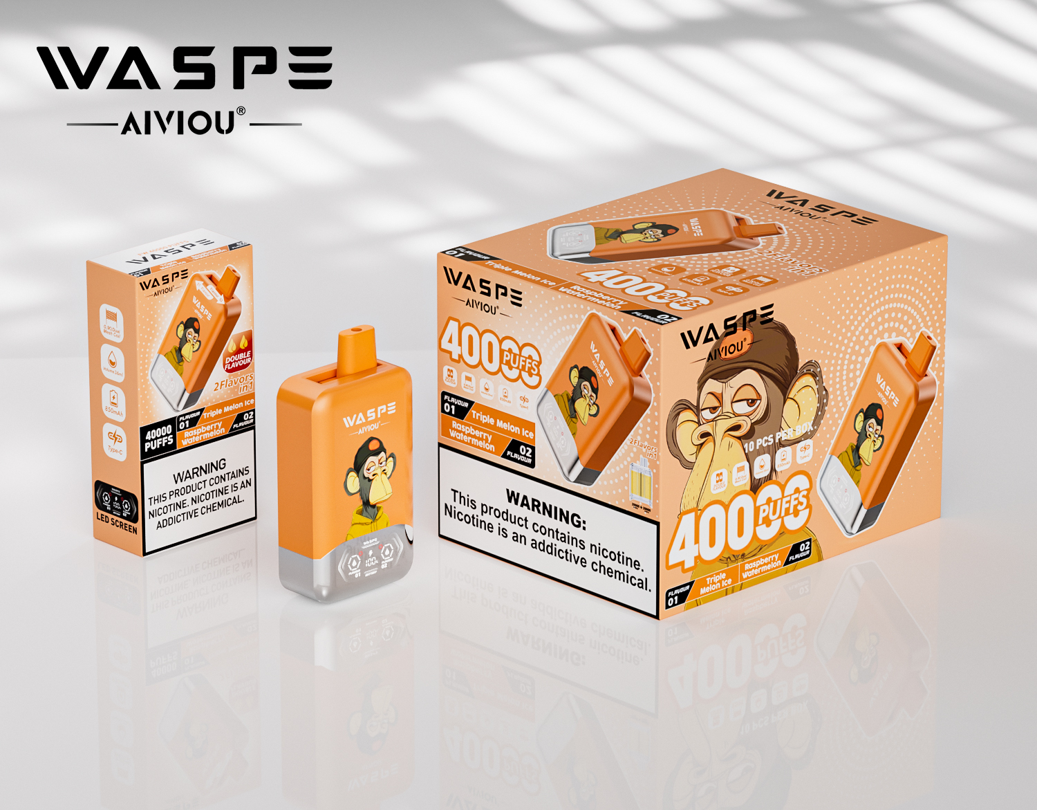 WASPE AIVIOU 40000 Triple Melon Ice/Raspberry Watermelon