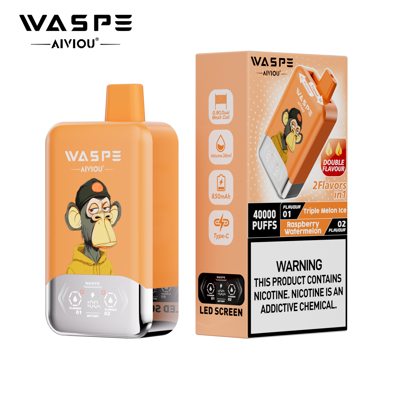 WASPE AIVIOU 40000 Triple Melon Ice/Raspberry Watermelon