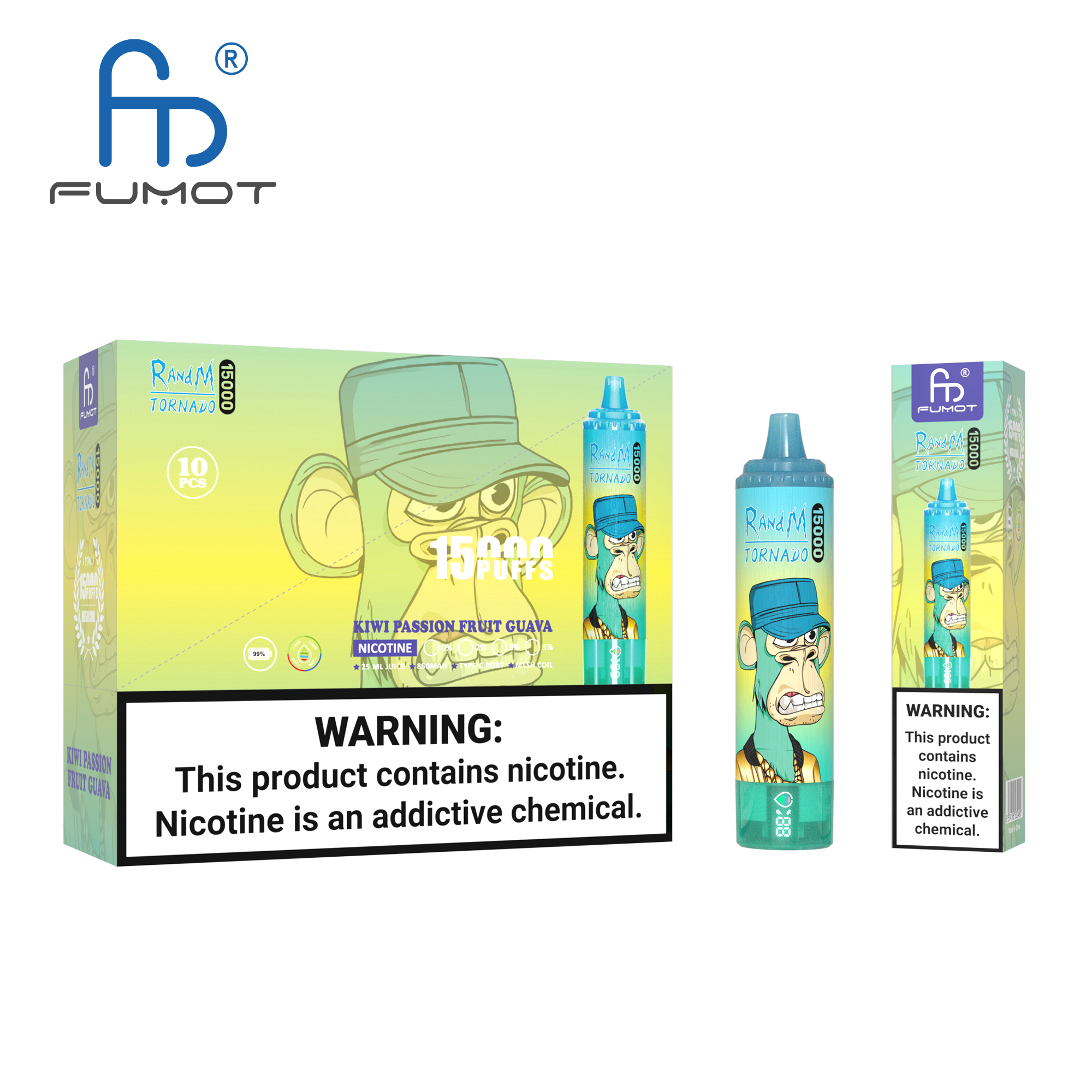 Fumot Tornado 15000 Kiwi Passion Fruit Guava - Afbeelding 4