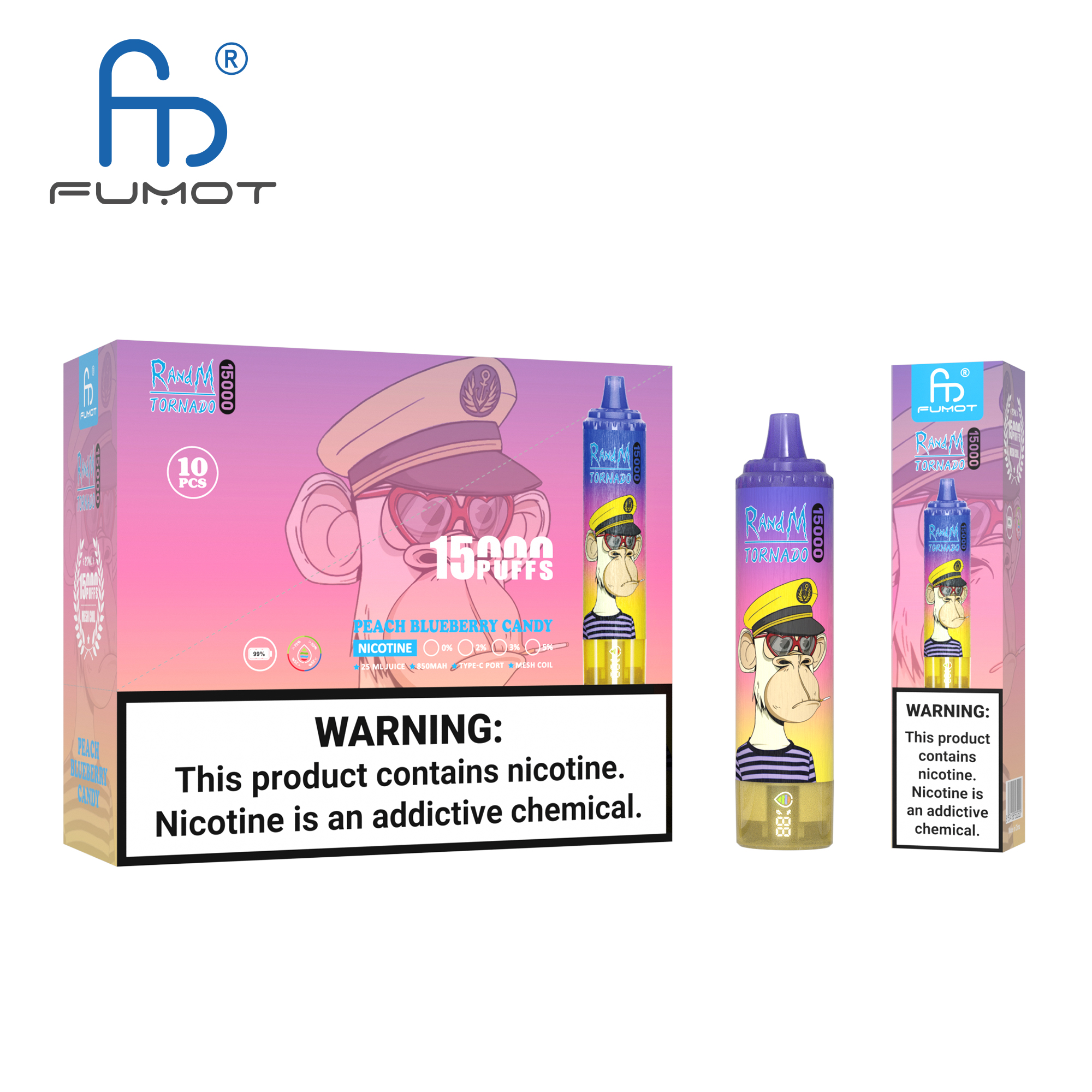 Fumot Tornado 15000 Peach Blueberry Candy – Bild 4