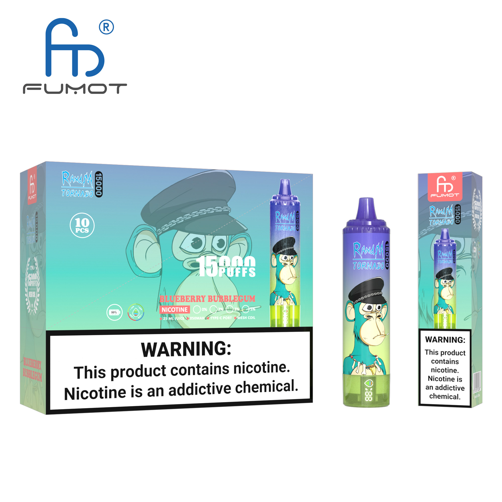 Fumot Tornado 15000 Blueberry Bubblegum – Bild 4