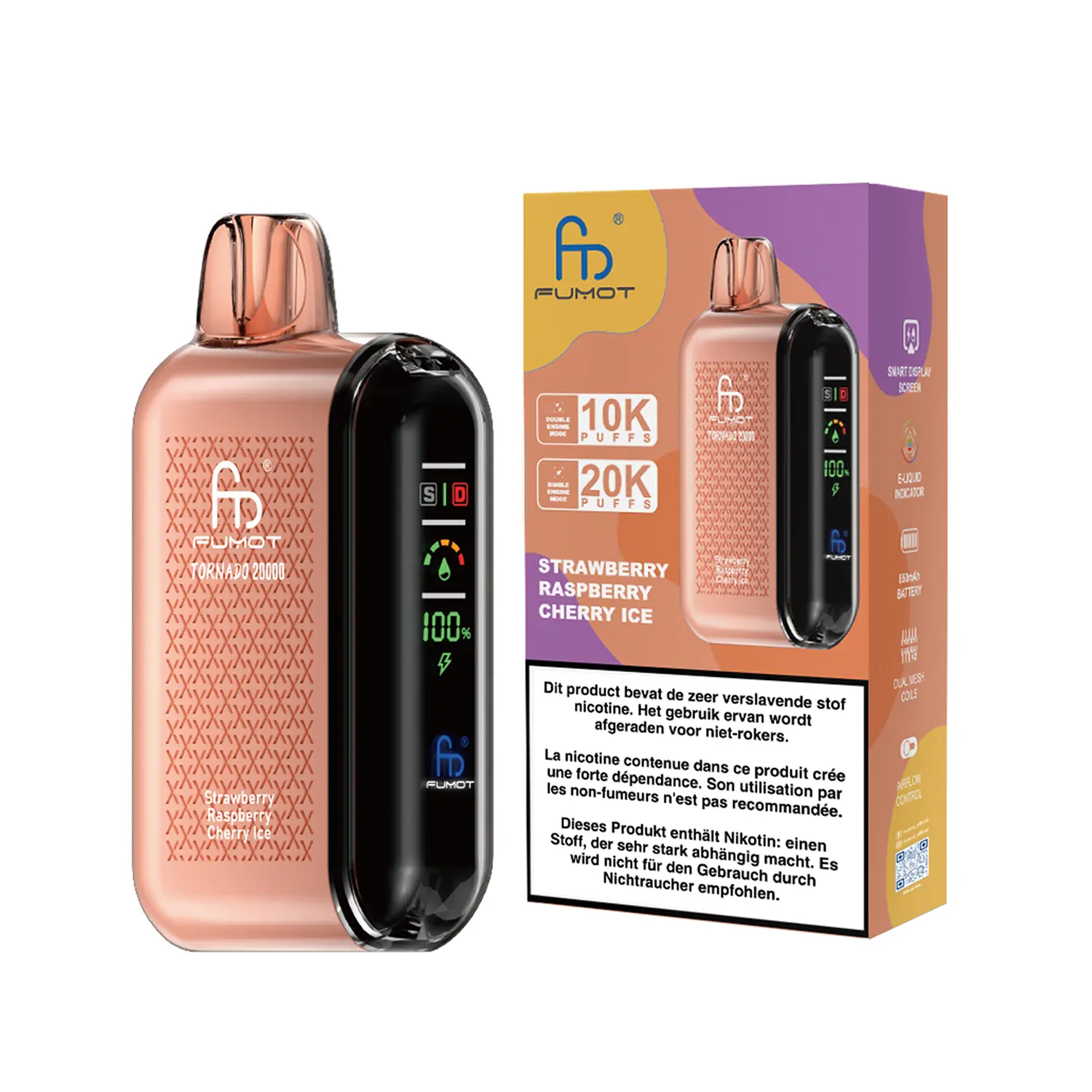 Fumot Tornado 20000 Strawberry Raspberry Cherry Ice