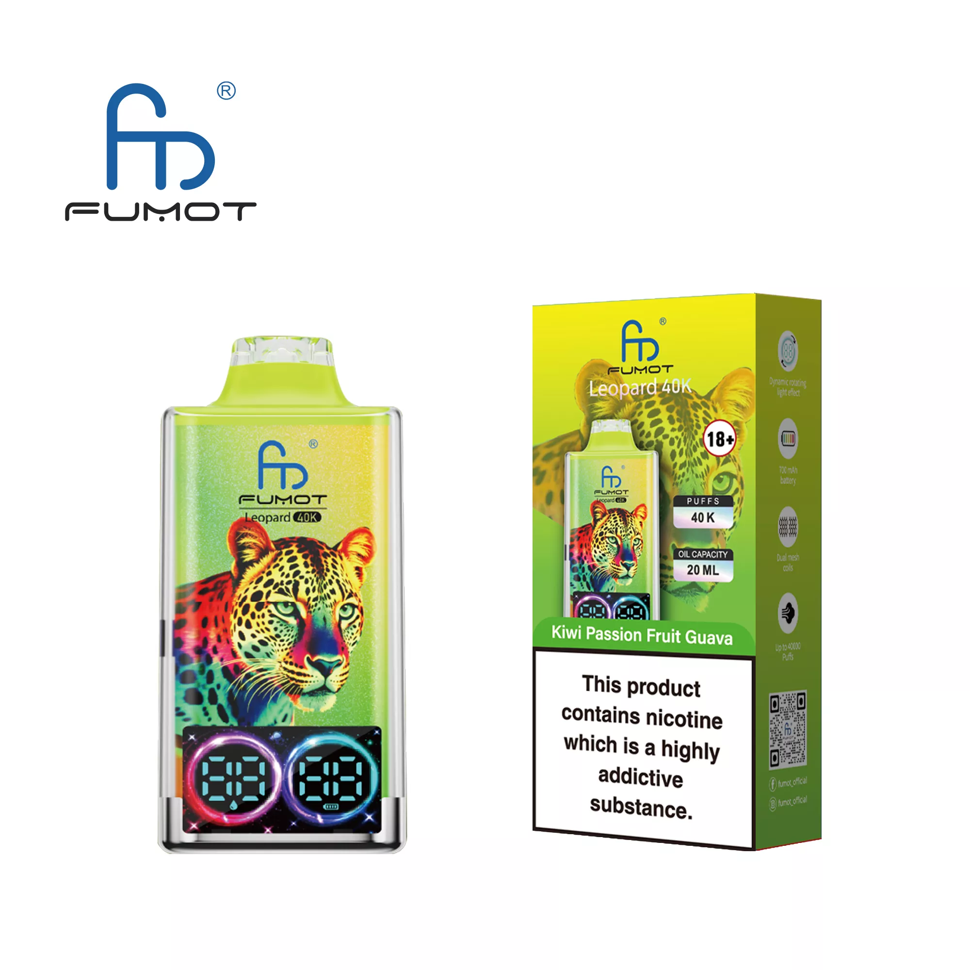 Fumot Leopard 40000 Kiwi Passion Fruit Guava – Bild 3