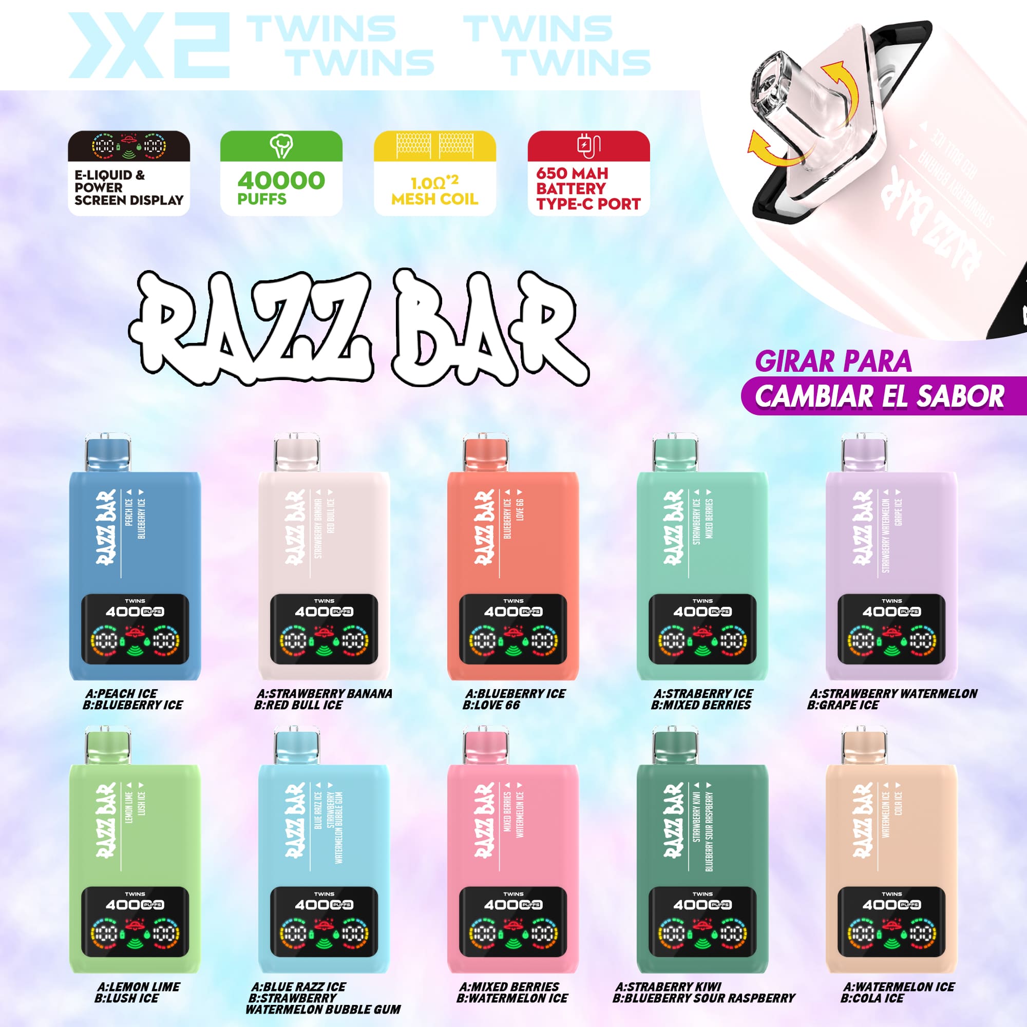 Razz Bar 40000 Blueberry Ice/Love 66