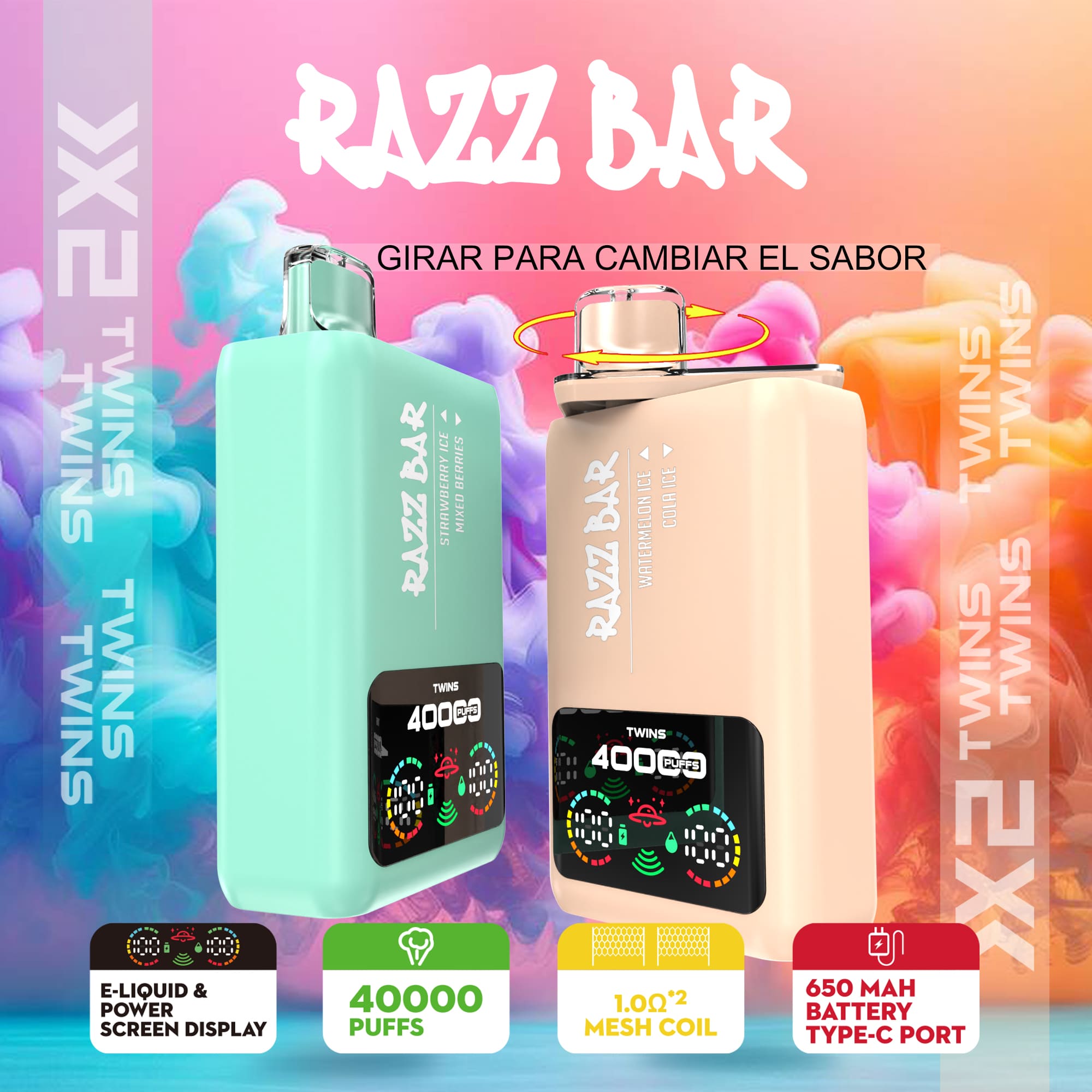 Razz Bar 40000 Peach Ice/Blueberry Ice