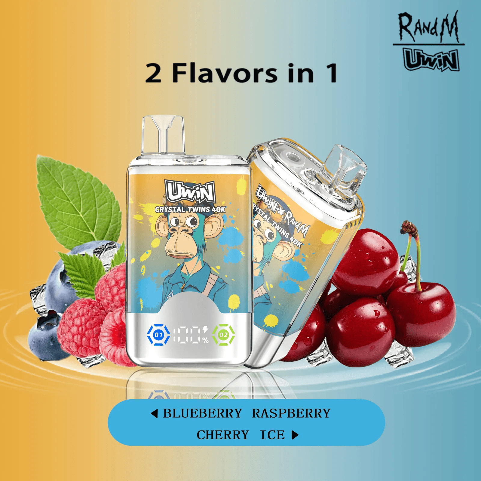 Uwin Crystal Twins 40000 Kiwi Passion Fruit Guava/Blueberry Raspberry