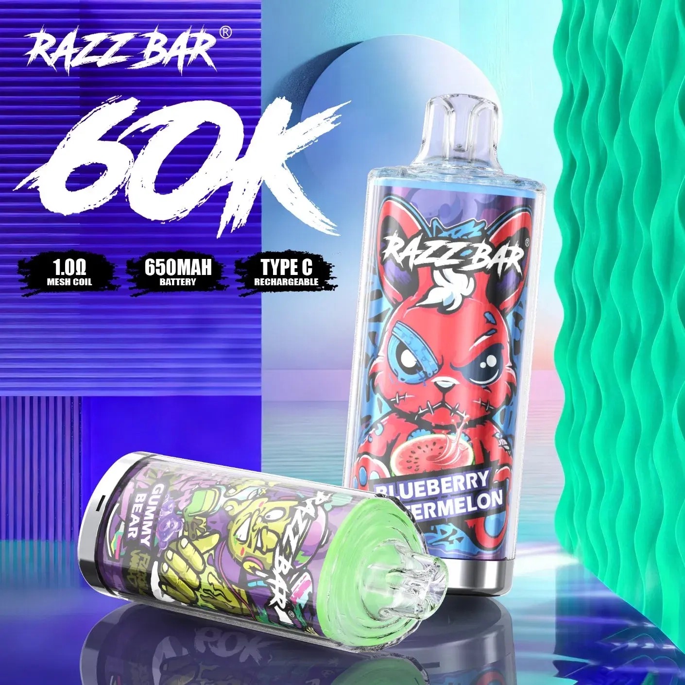 Razz Bar 60000 Gummy Bear – Bild 2