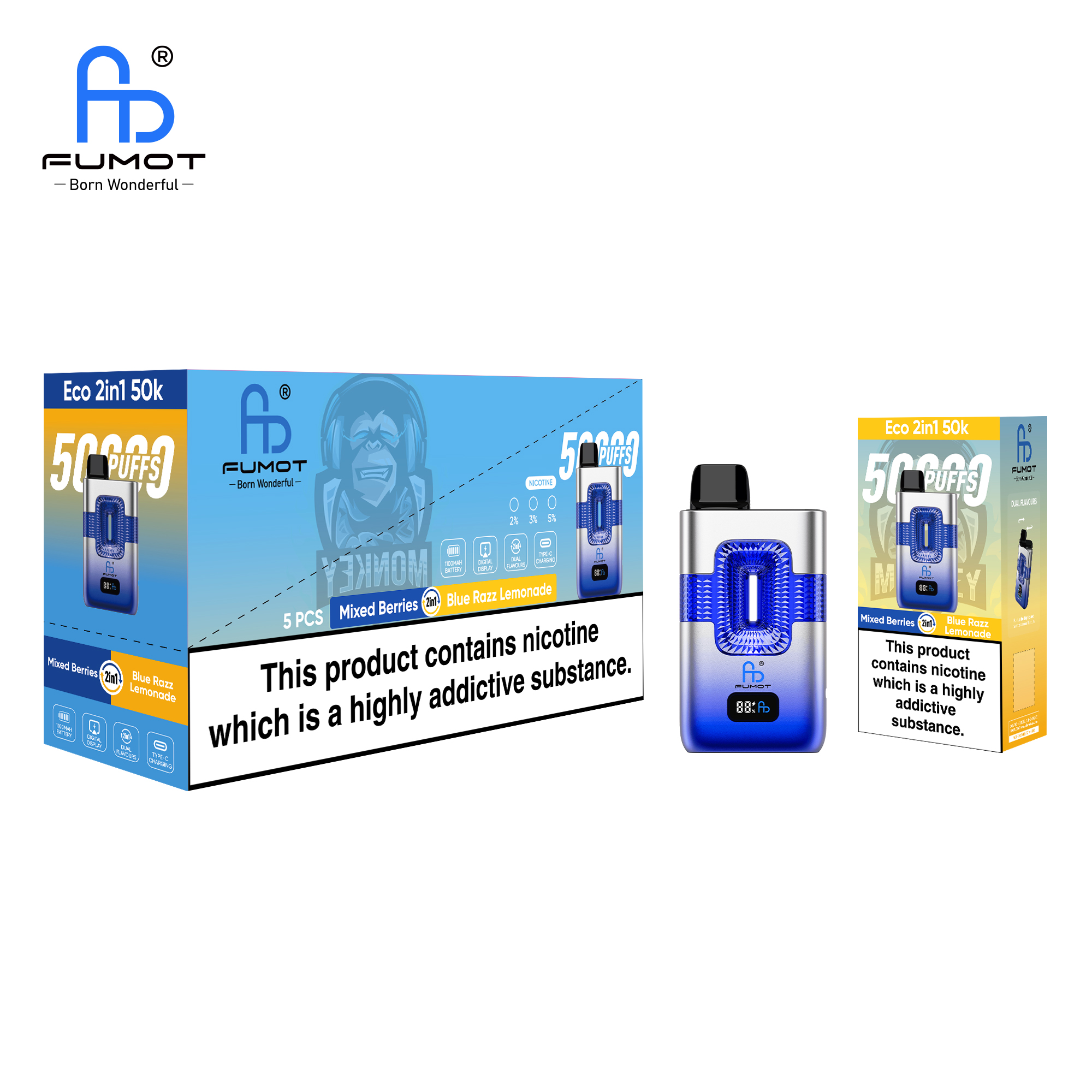 Fumot ECO 2in1 50K Mixed Berries/Blue Razz Lemonade - Bild 4