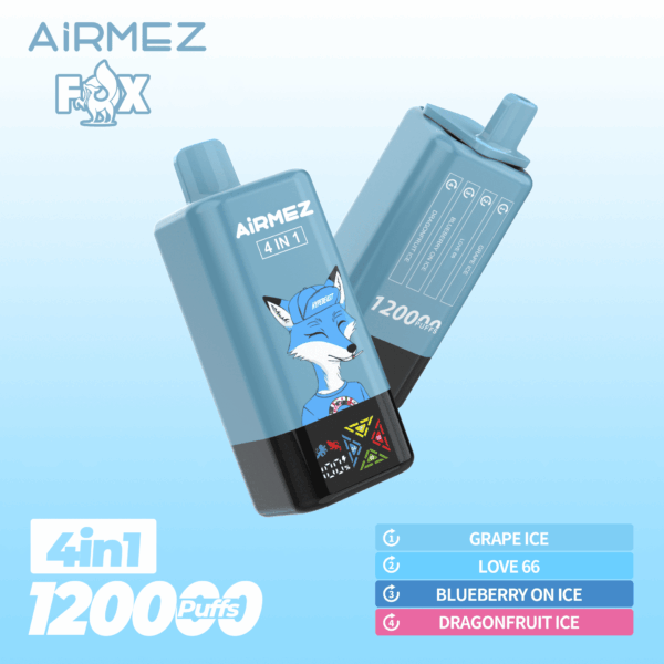Airmez FOX 4 IN 1 120K Grape Ice/Love66 Blueberry On Ice/Dragon Fruit Ice