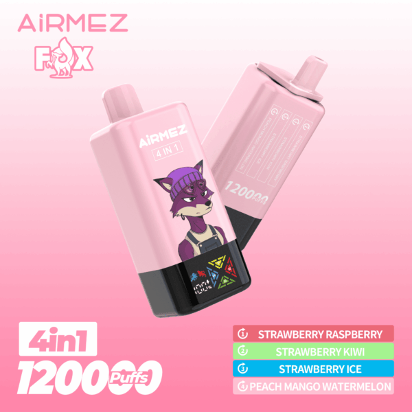 Airmez FOX 4 IN 1 120K Strawberry Raspberry/Strawberry Kiwi/Strawberry Ice/Peach Mango Watermelon