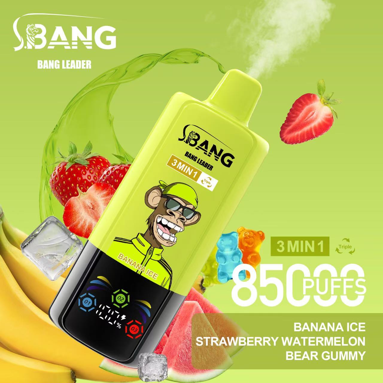 Bang Leader 85000 Banana Ice/Strawberry Watermelon/Bear Gummy