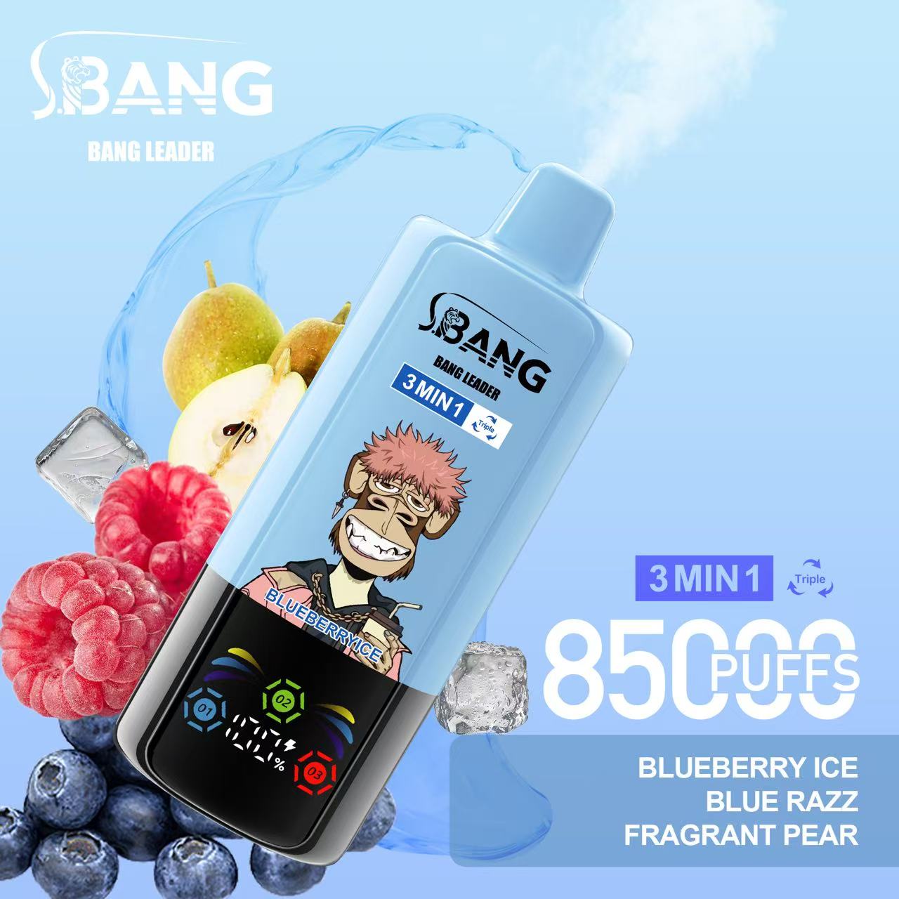 Bang Leader 85000 Blueberry Ice/Blue Raz/Fragrant Pear