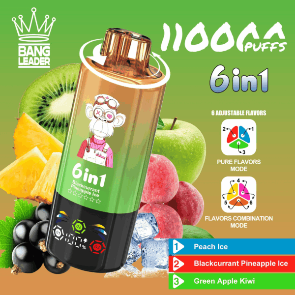 Bang Leader 110K Peach Ice/Blackcurrant Pineapple Ice/Green Apple Kiwi