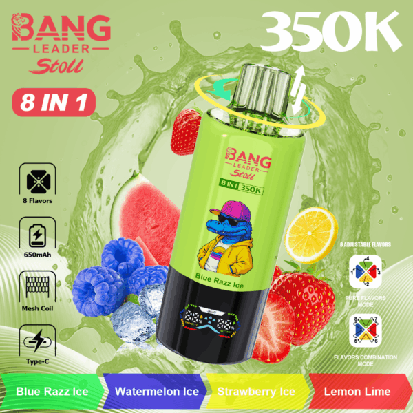 Bang Leader 350K Blue Razz Ice/Watermelon Ice/Strawberry Ice/Lemon Lime