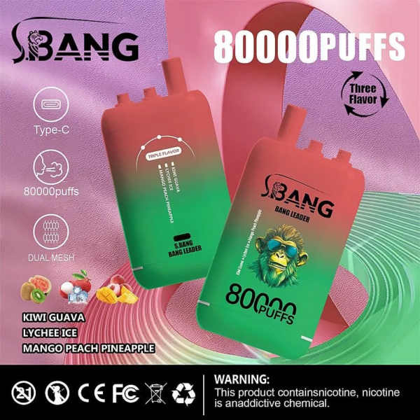 Bang Leader 80000 Kiwi Passion/Lychee Ice/Mango Peach Pineapple