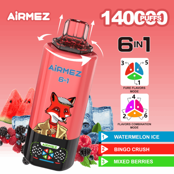 Airmez FOX 6 IN 1 140K Watermelon Ice/Bingo Crush/Mixed Berries