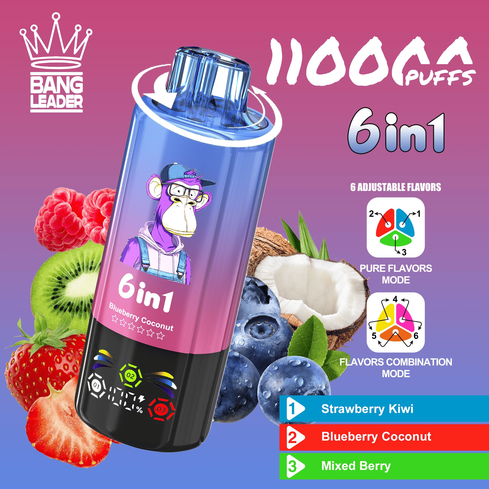 Bang Leader 110K Strawberry Kiwi/Blueberry Coconut/Mixed Berry