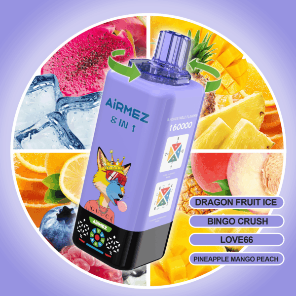 Airmez FOX 8 IN 1 160K Dragon Fruit Ice/Bingo Crush/Love66/Pineapple Mango Peach