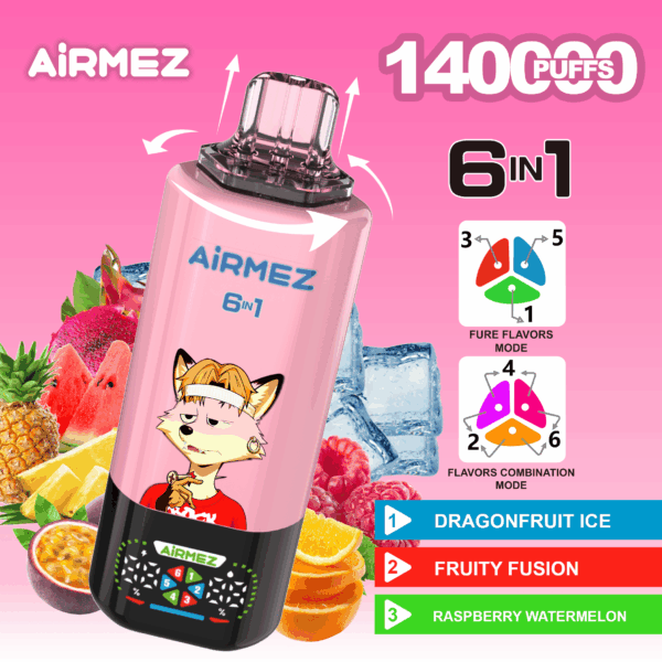 Airmez FOX 6 IN 1 140K Dragonfruit Ice/Fruity Fusion/Raspberry Watermelon