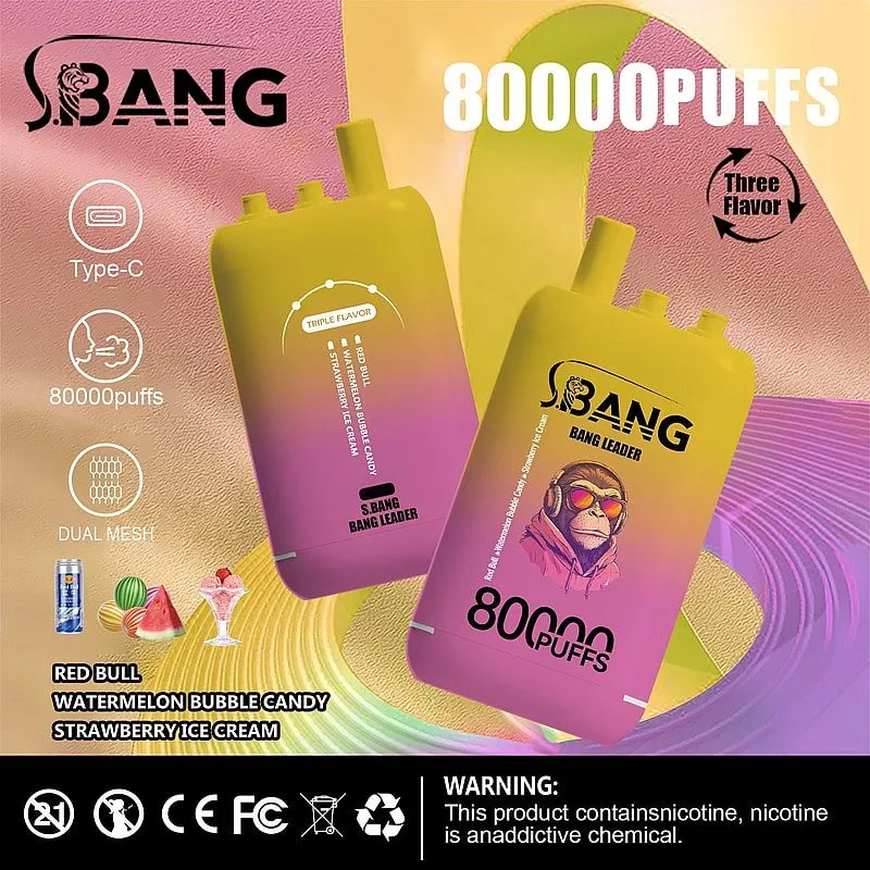 Bang Leader 80000 Red Bull/Watermelon Bubble Candy/Strawberry Ice Cream