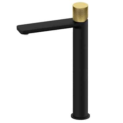 S2 BLACK&GOLD MIJEŠALICA ZA UMIVAONIK L - ROUND VISOKA - 225 mm CRNA/ZLATNA