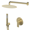 S2 GOLD PODŽBUKNA MIJEŠALICA SA ZIDNIM I RUČNIM TUŠEM KRUŽNA RUŽA D.250MM