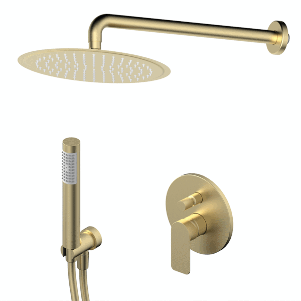 S2 GOLD PODŽBUKNA MIJEŠALICA SA ZIDNIM I RUČNIM TUŠEM (KRUŽNA RUŽA D.250 mm)