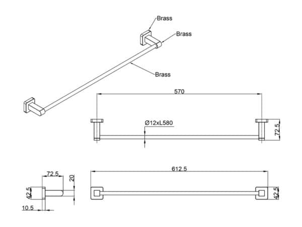 Alternative view of DRŽAČ RUČNIKA LINNI FANTASY 60 CM JEDNODIJELNI