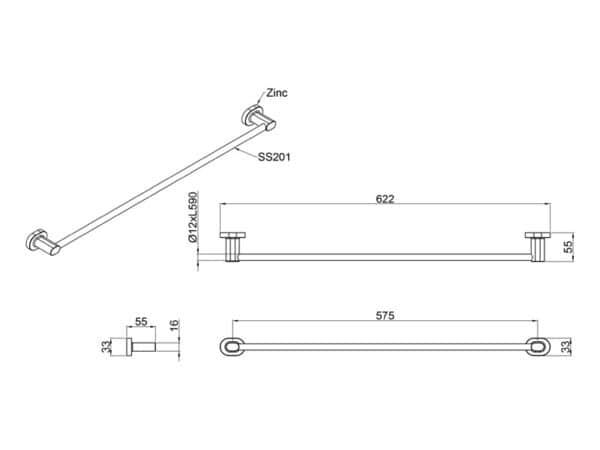 Alternative view of DRŽAČ RUČNIKA LINNI ENJOY 60 CM JEDNODIJELNI