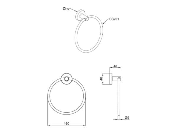 Alternative view of DRŽAČ RUČNIKA LINNI MODERN OKRUGLI
