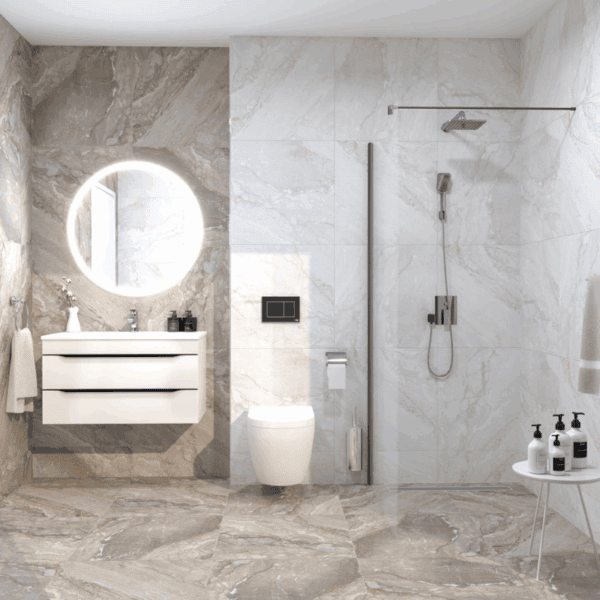 GRAVEL WHITE MAT 60X60 ambijent kupaonica