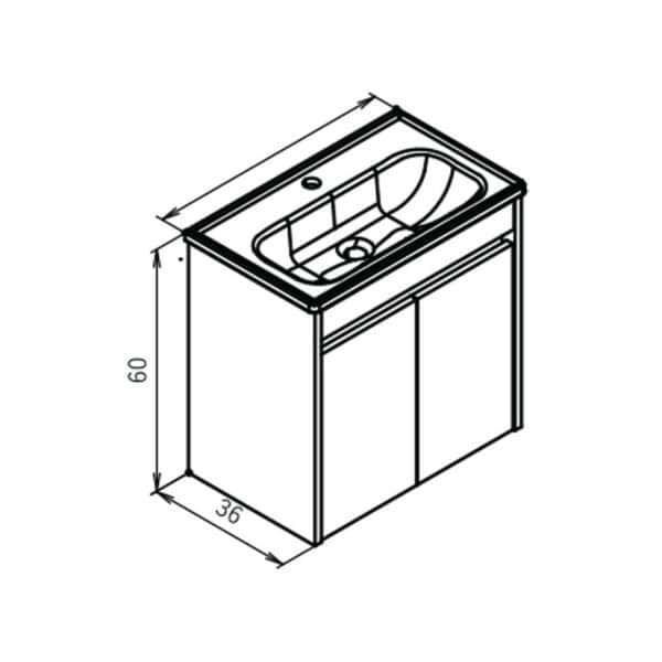 Alternative view of KUPAONSKI ORMARIĆ LOVA 60 SET NAVARO - DONJI DIO S UMIVAONIKOM I GORNJI DIO
