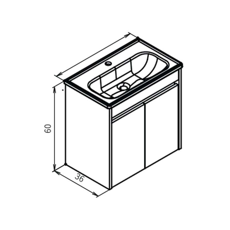 KUPAONSKI ORMARIĆ LOVA 60 SET NAVARO - DONJI DIO S UMIVAONIKOM I GORNJI DIO - Slika 2