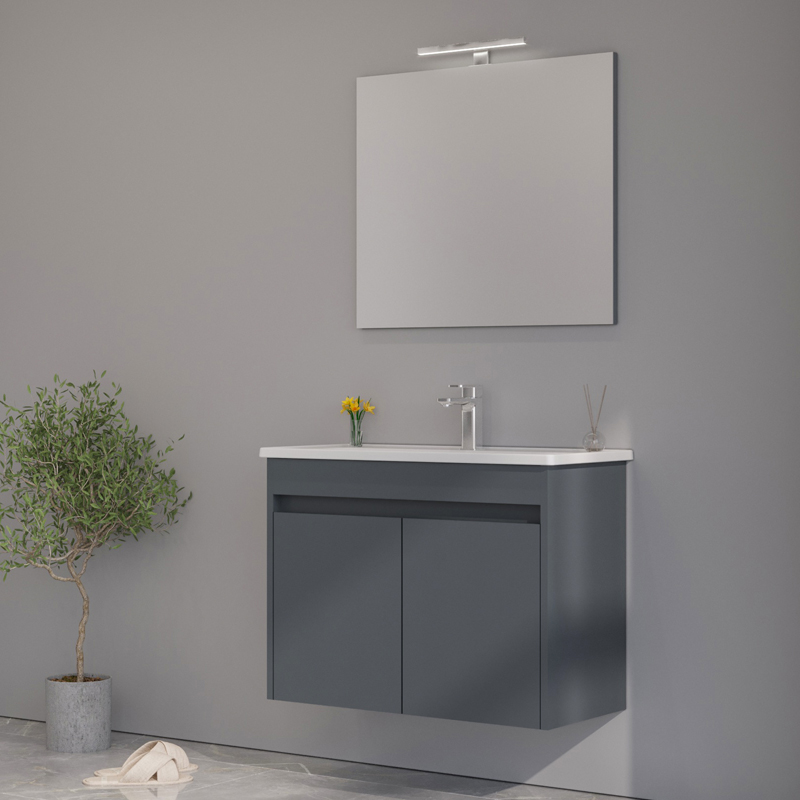 KUPAONSKI ORMARIĆ LOVA 60 SET ANTRACIT MATT - DONJI DIO S UMIVAONIKOM I GORNJI DIO