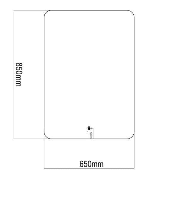 PRESTIGE VERTIKALNO OGLEDALO LED & FOG FREE 65X85 tehnicki crtez