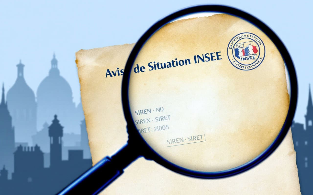 INSEE Situation Notice Document with magnifying glass